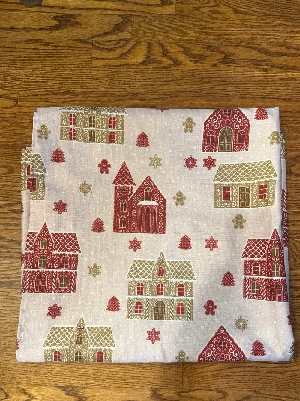 CHRISTMAS GINGERBREAD HOUSES FABRIC SHOWER CURTAIN PINK GOLD METALLIC SPARKLE